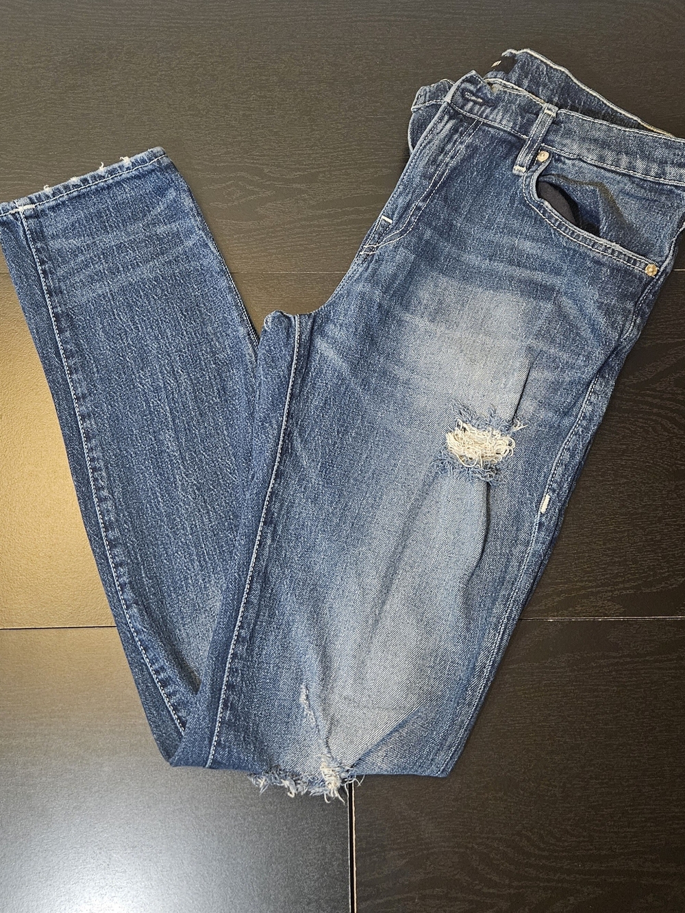 True Religion Women's Distressed Blue Boyfriend Jeans